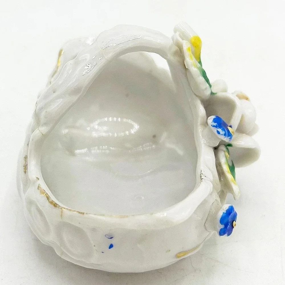 Occupied Japan Miniature Rose Floral Basket Porcelain